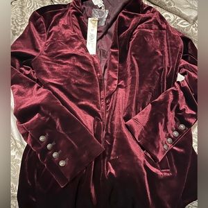 Lauren Conrad Burgundy/Maroon velvet suit Blazer and Trouser set
